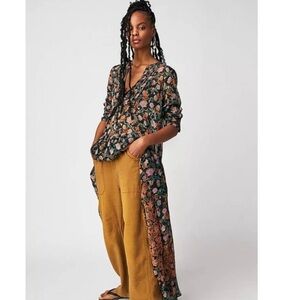 Free People Floral Maxi Dress - Black and Pink